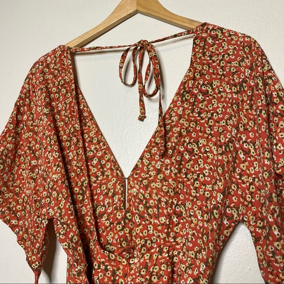 Faithfull the Brand St. Lucia Dress in Blossom Village Pink Floral Back Cut Out - Picture 10 of 15